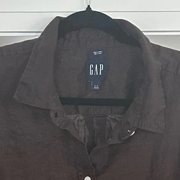 GAP - 100% Linen Brown Button Shirt - Lightweight Summer Casual - Size XL - Picture 4 of 16